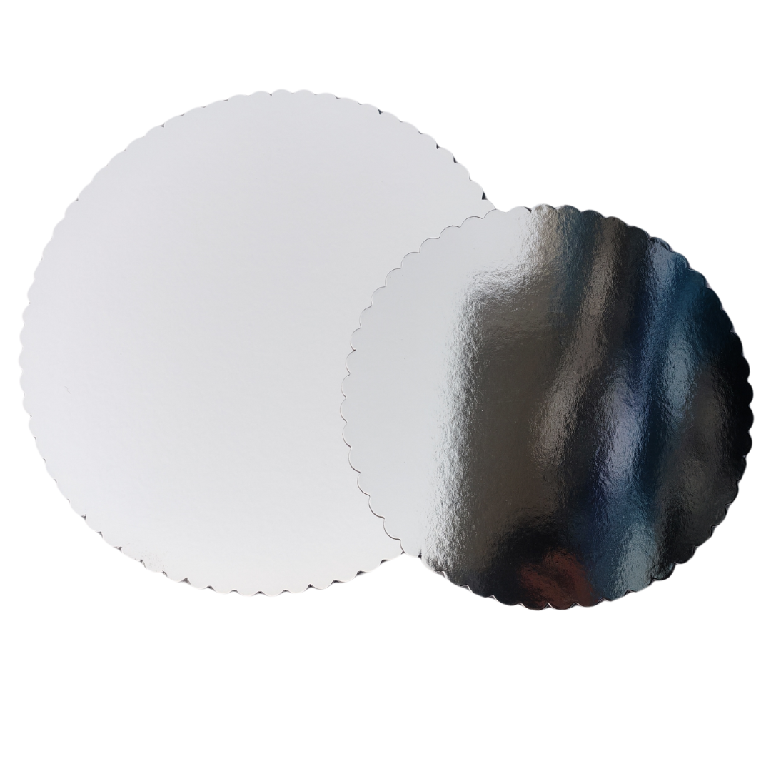 12" Round Silver Cake Board - Laminated Solid Pressboard