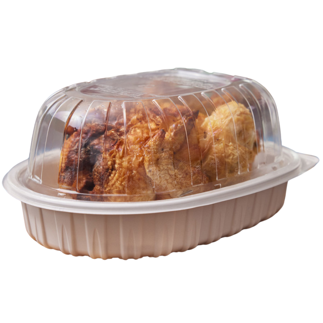 White Medium MFPP Chicken Roaster with Clear Lid