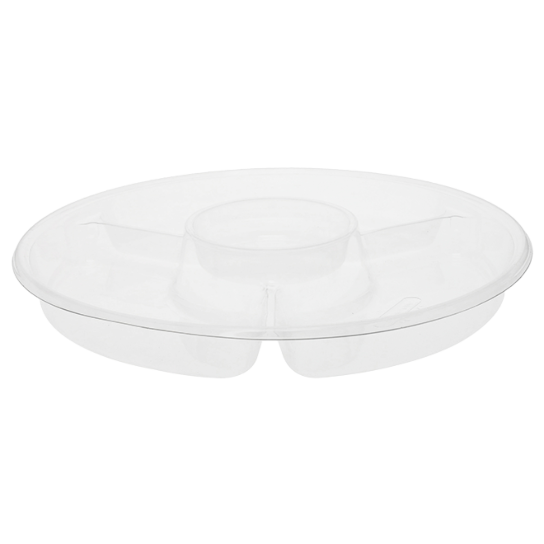 12" Clear 3-Comp. Lazy Susan Catering Tray