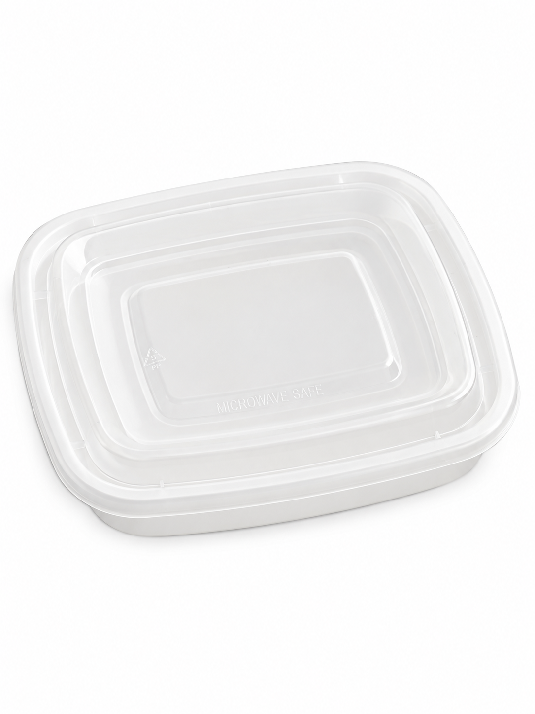 12 oz White Rectangular Take-Out Microwaveable Container with Clear Lid