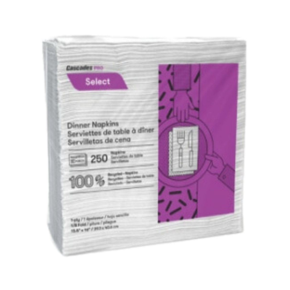 16" x 15.5", 1/8 Fold White Dinner Napkins