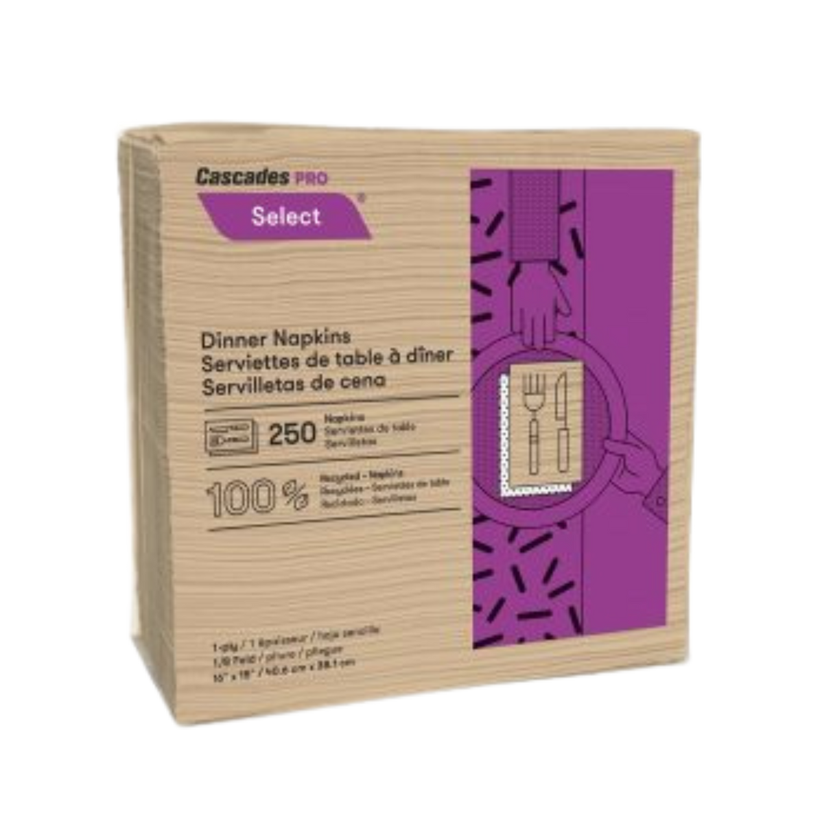 16" x 15.5", 1/8 Fold Kraft Dinner Napkins