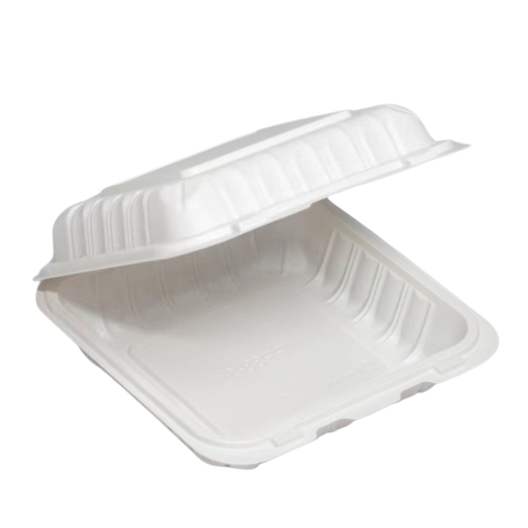 7" x 7" x 2.75" White MFPP Take-Out Container - 1-Comp.