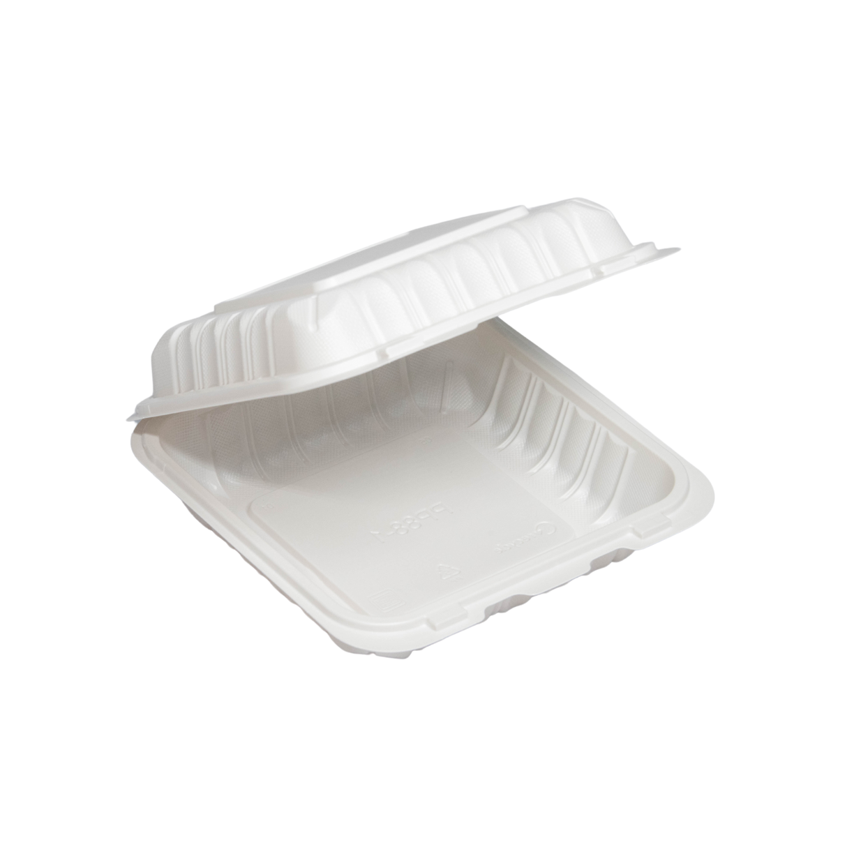 8" x 8" x 3.75" White MFPP Take-Out Container - 1-Comp.