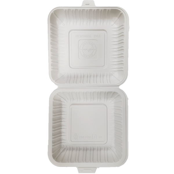 9" x 9.25" x 3" White MFPP Take-Out Container - 1-Comp.