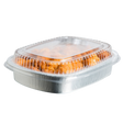 22 oz Rectangular Silver Foil Container with Clear Lid