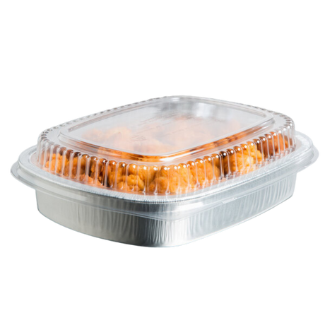 52 oz Rectangular Silver Foil Container with Clear Lid