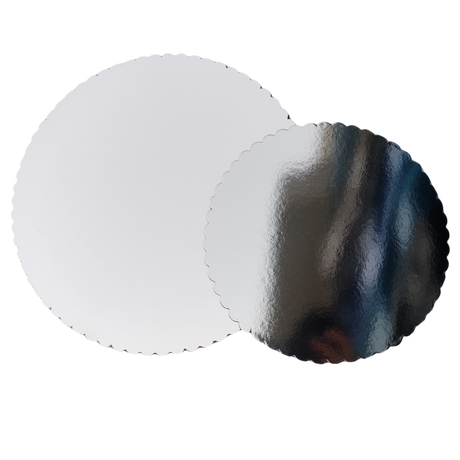 14" Round Silver Cake Board - Laminated Solid Pressboard