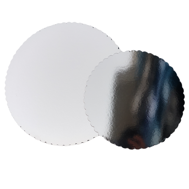 14" Round Silver Cake Board - Laminated Solid Pressboard