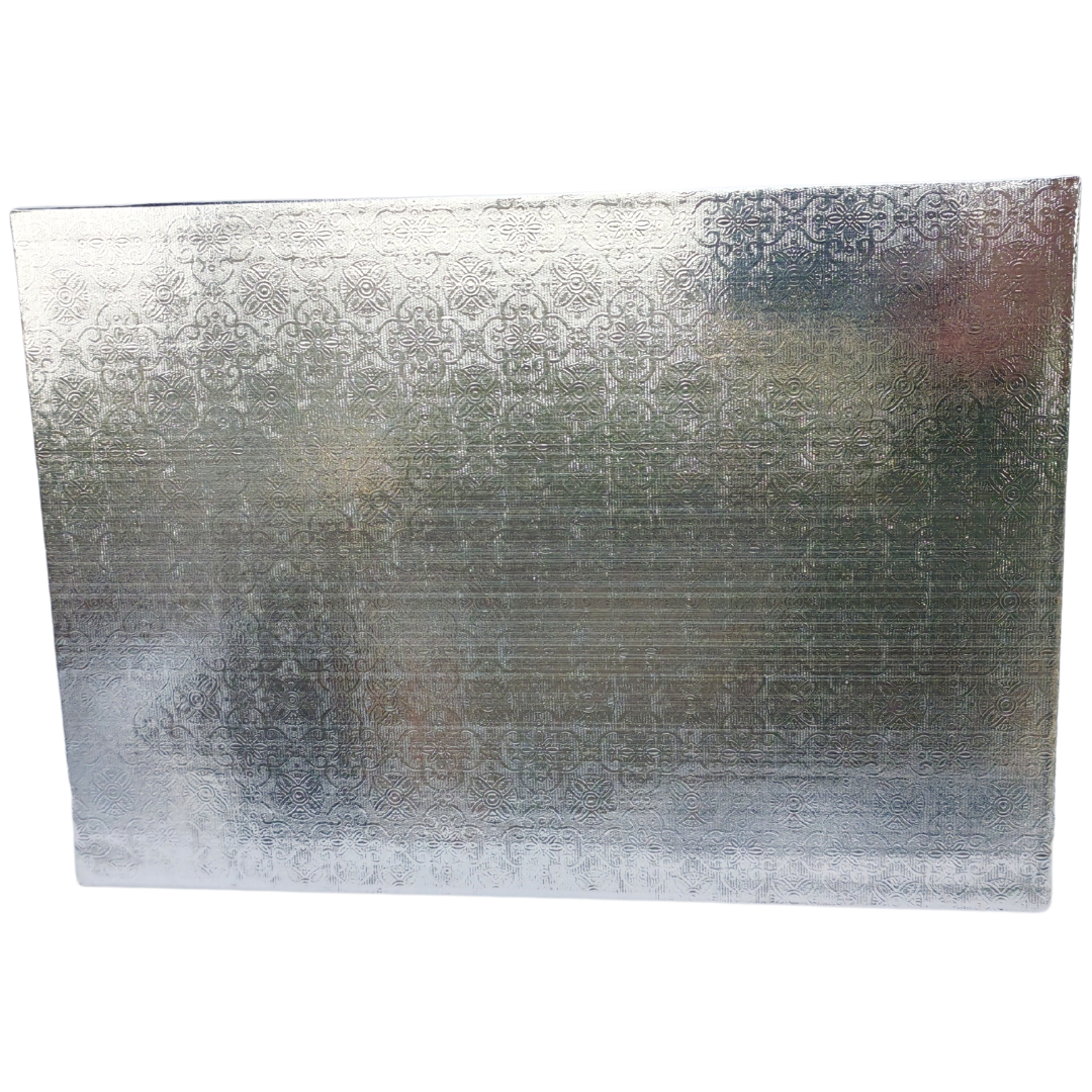 14” Square Silver Cake Board - Foil Wrapped Corrugated Board