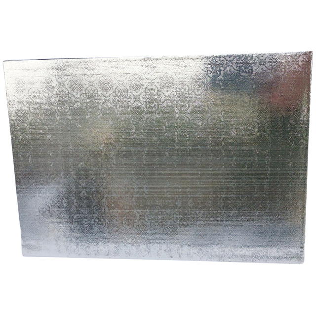 14” Square Silver Cake Board - Foil Wrapped Corrugated Board