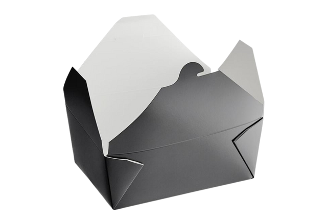 26 oz Black Top Folded Take-Out Paper Container - #1