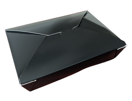 49 oz Black Top Folded Take-Out Paper Container - #2