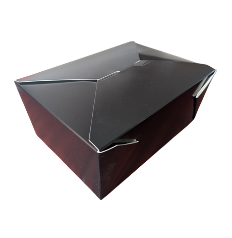 96 oz Black Top Folded Take-Out Paper Container - #4