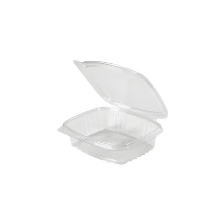 Clear 8 oz Hinged Deli Container with Flat Lid