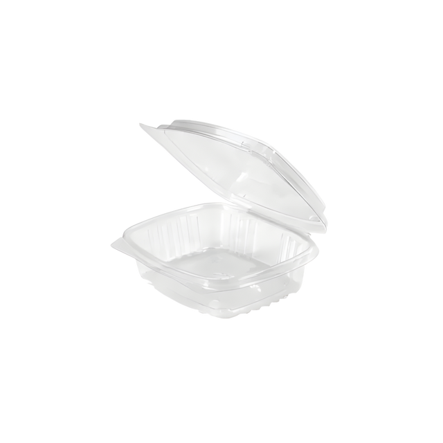 Clear 8 oz Hinged Deli Container with High Dome Lid