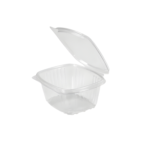 Clear 16 oz Hinged Deli Container with Flat Lid