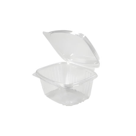 Clear 16 oz Hinged Deli Container with High Dome Lid