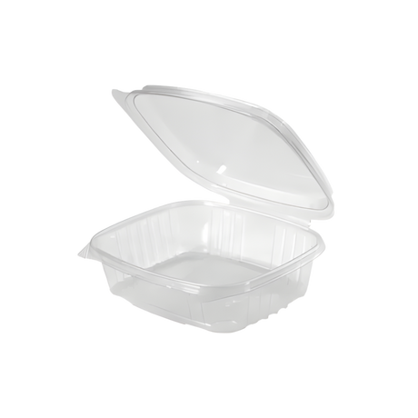 Clear 24 oz Hinged Deli Container with High Dome Lid