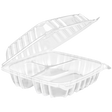 9" Clamshell Container with Hinged Lid - 3-comp.