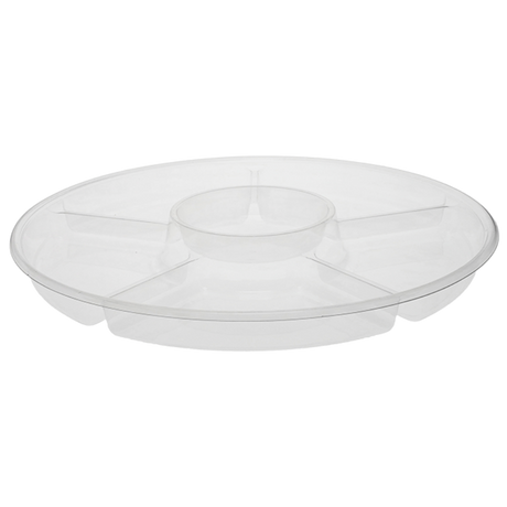 16" Clear 5-Comp. Lazy Susan Catering Tray