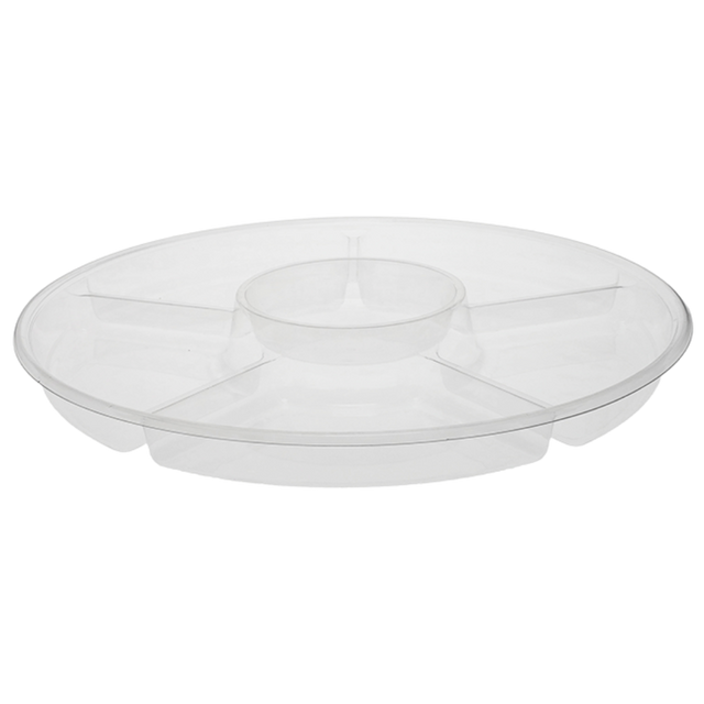 16" Clear 5-Comp. Lazy Susan Catering Tray
