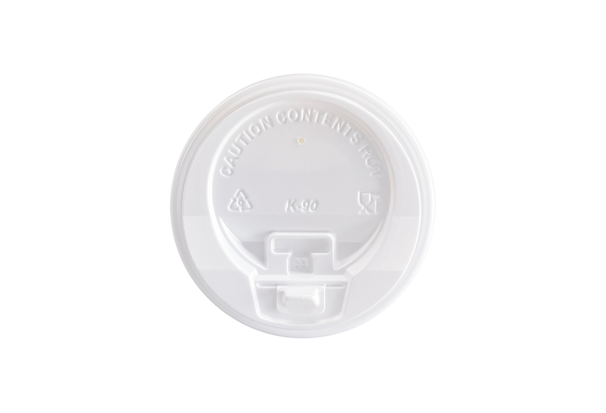 90mm White Dome Lids for 10-24 oz Paper Hot Cups