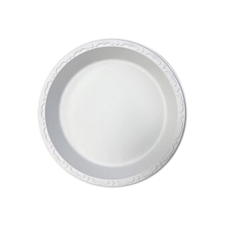 9" White Round Pebble Plates