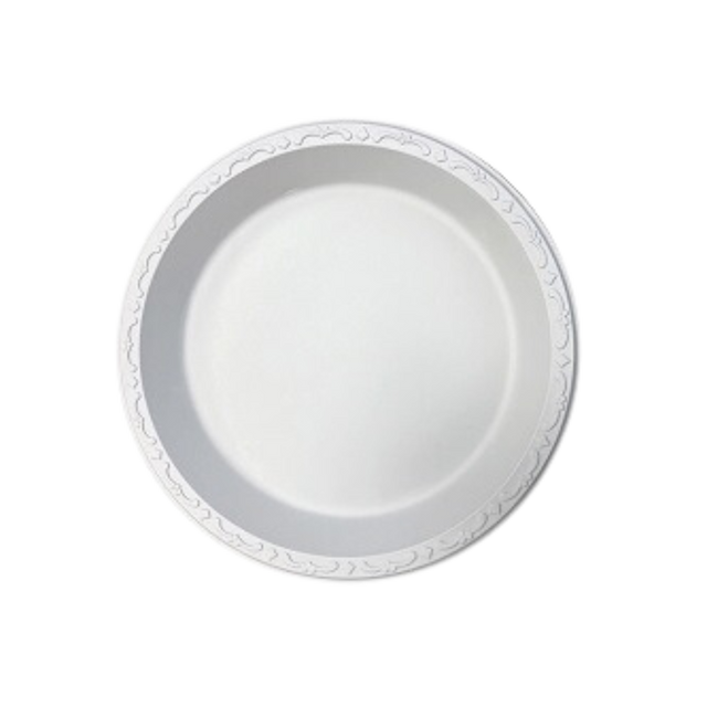 9" White Round Pebble Plates