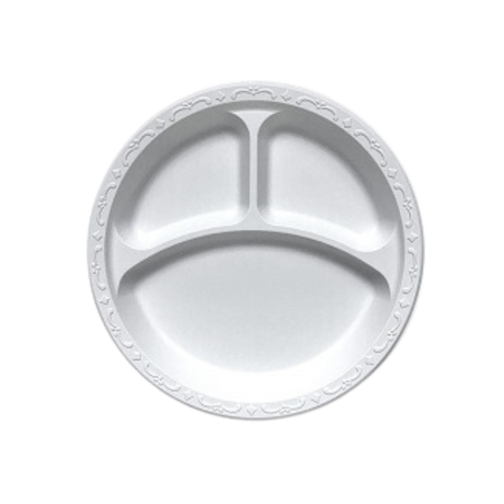 9" White Round Pebble Plates - 3 Comp.