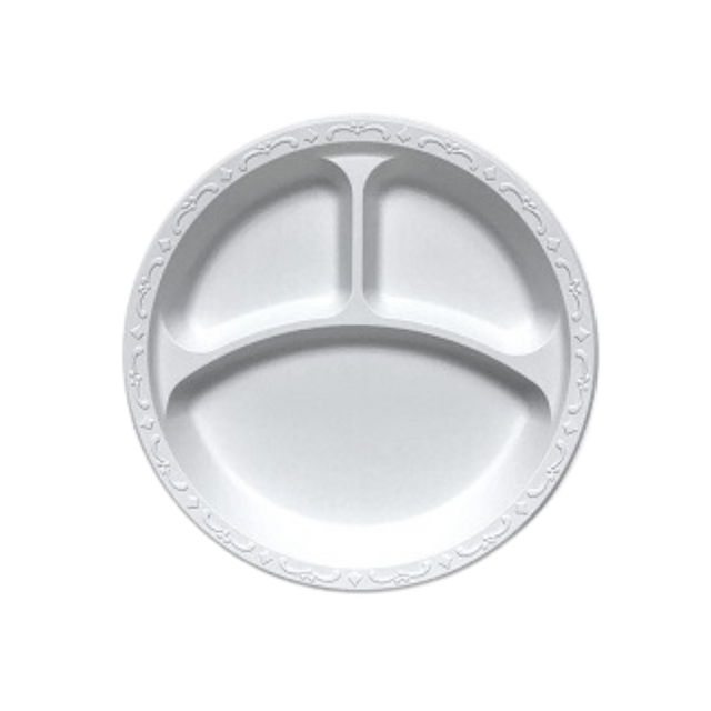 9" White Round Pebble Plates - 3 Comp.
