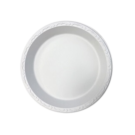 10" White Round Pebble Plates