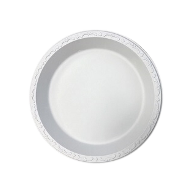 10" White Round Pebble Plates