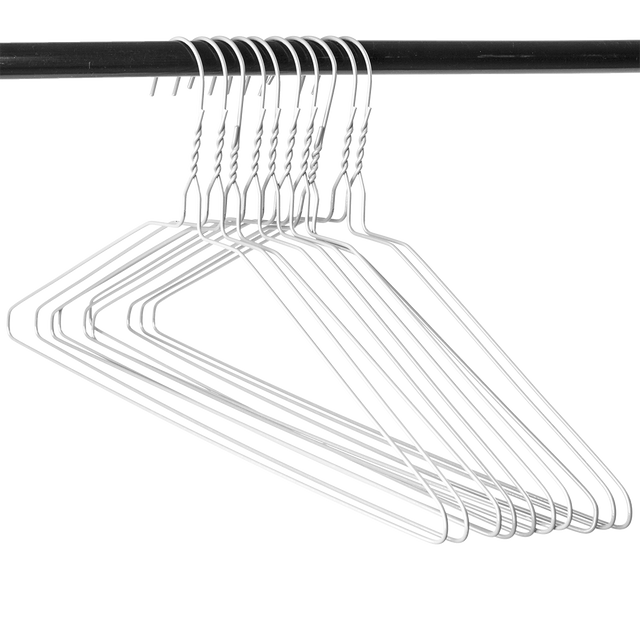 16" White Suit Hanger, 13 Gauge