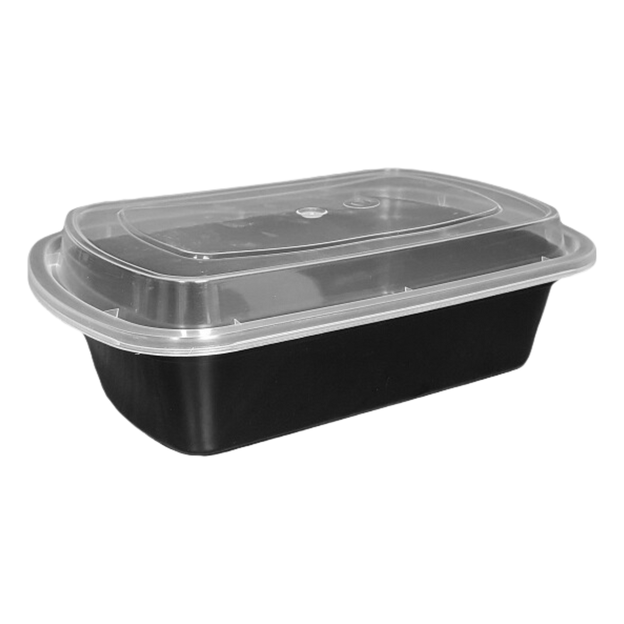 28 oz Black Rectangular Take-Out Microwaveable Container with Clear Lid