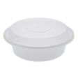 6" White Round Take-Out Microwaveable Container with Clear Lid