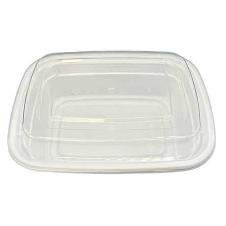 12 oz White Rectangular Take-Out Microwaveable Container with Clear Lid