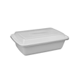 16 oz White Rectangular Take-Out Microwaveable Container with Clear Lid
