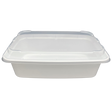 24 oz White Rectangular Take-Out Microwaveable Container with Clear Lid