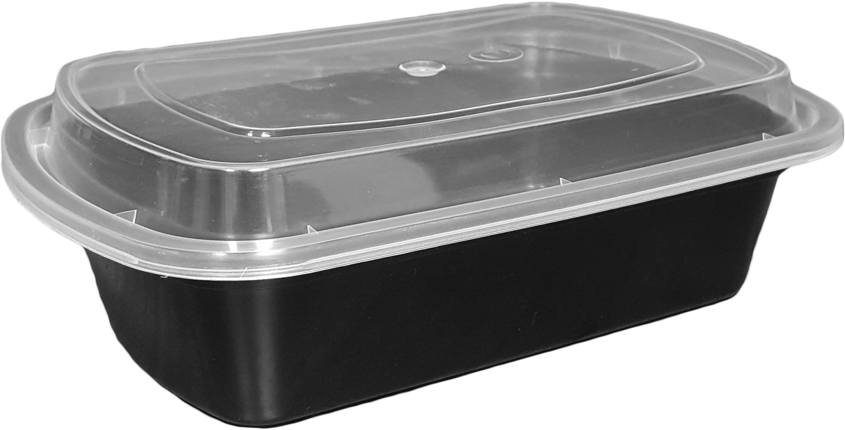 24 oz White Rectangular Take-Out Microwaveable Container with Clear Lid