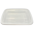 25 oz White Rectangular Take-Out Microwaveable Container with Clear Lid