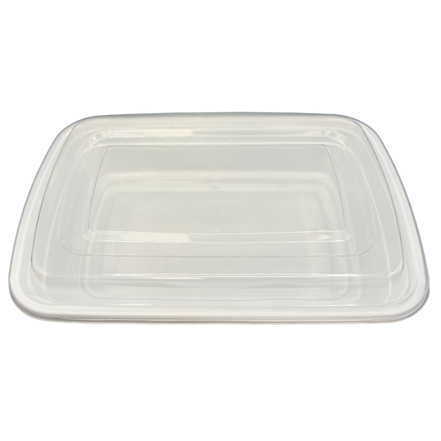 25 oz White Rectangular Take-Out Microwaveable Container with Clear Lid