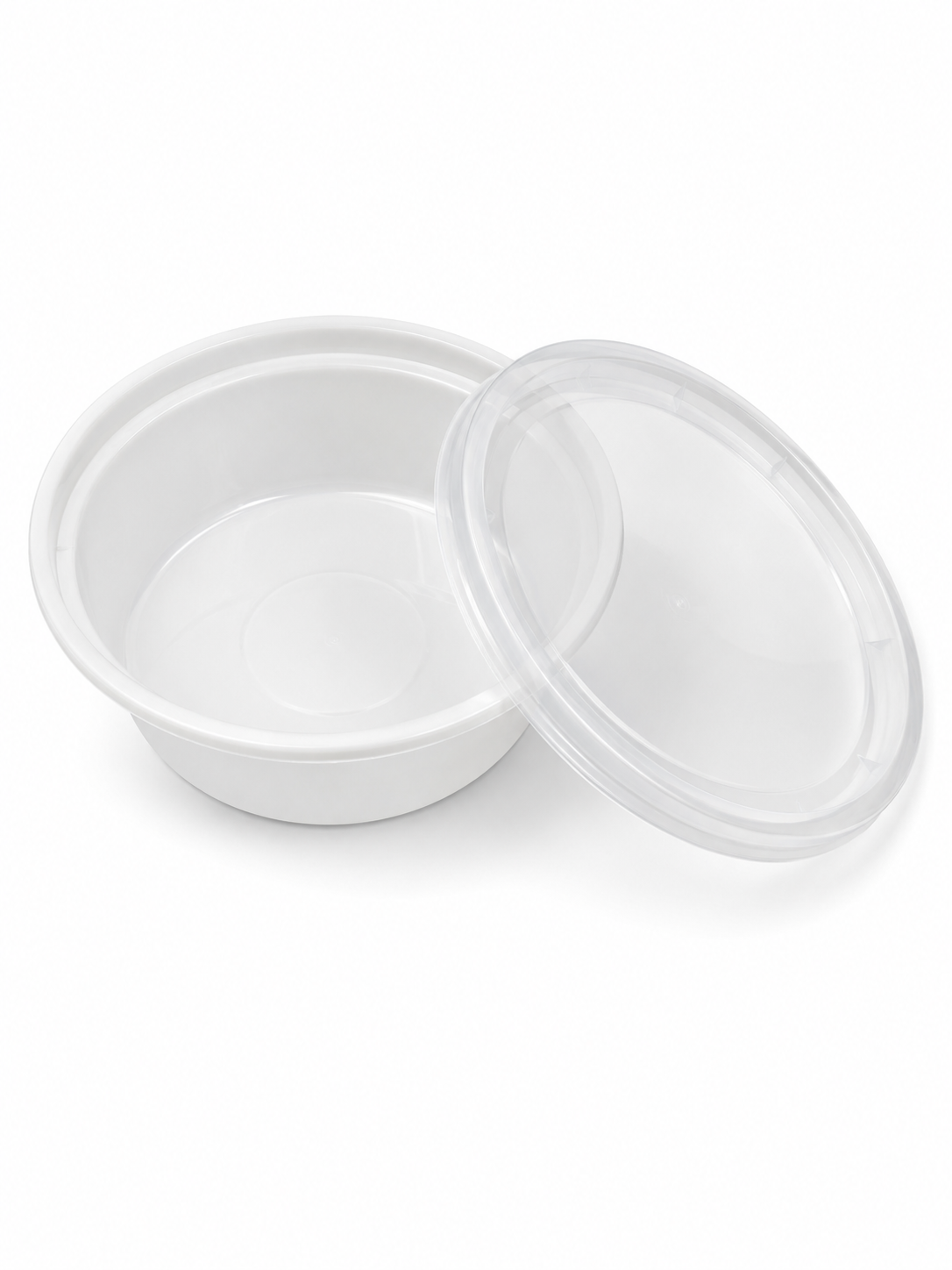 32 oz White Round Take-Out Microwaveable Container with Clear Lid