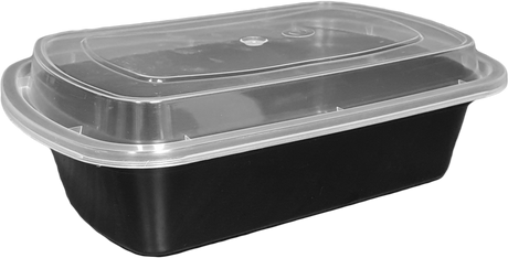 38 oz White Rectangular Take-Out Microwaveable Container with Clear Lid