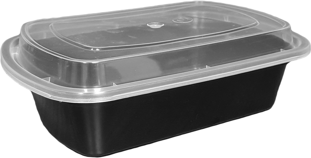 38 oz White Rectangular Take-Out Microwaveable Container with Clear Lid