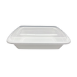 38 oz White Rectangular Take-Out Microwaveable Container with Clear Lid