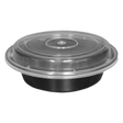24 oz Black Round Take-Out Microwaveable Container with Clear Lid