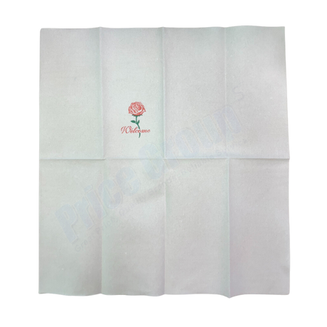 17" x 17", 1/8 Fold Airlaid Rose Printed Napkins