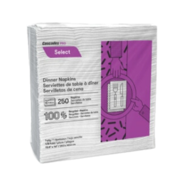 16" x 15.5", 1/8 Fold White Dinner Napkins