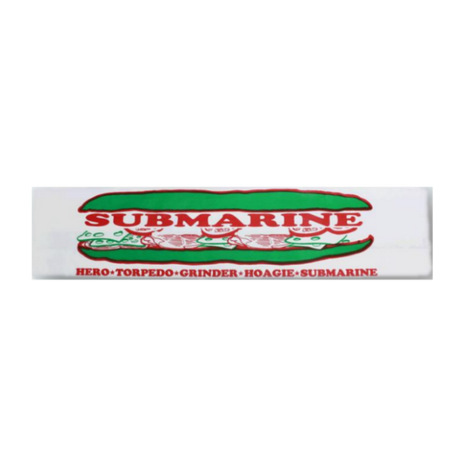 4" x 2.5" x 16" White Printed Waxed Submarine Bag